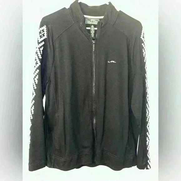 Lauren Ralph Lauren Active Jacket Womens 1XL Full Zip Emboidered Western Black - Picture 1 of 4